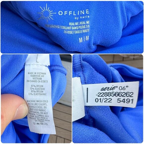 Aerie Offline Real Me Smocked 7/8 Hi-Rise Leggings in Blue | Medium - Picture 6 of 7